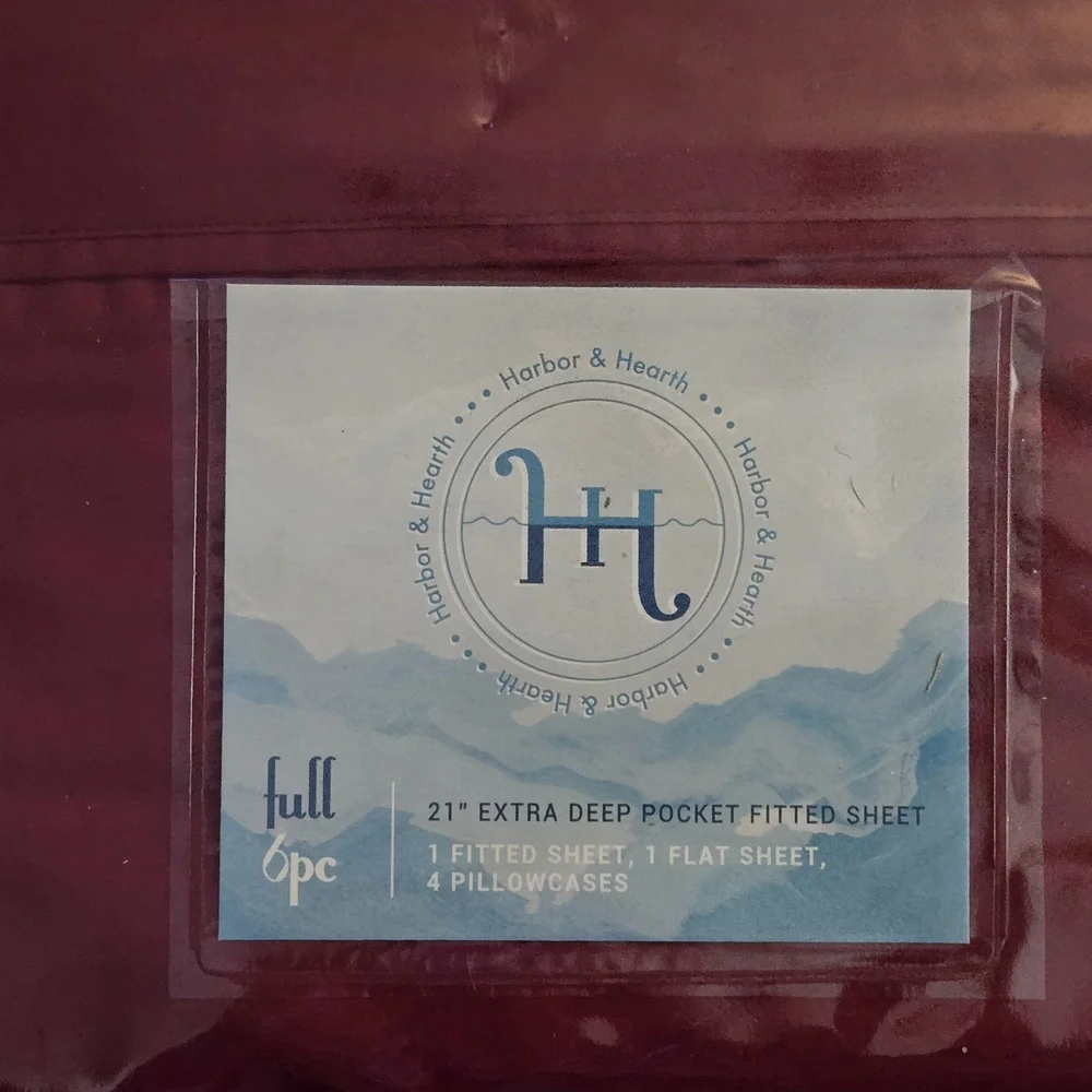 📣Harbor & Hearth Full Sheet 🛏️ Set Deep Pocket 6 Piece 🆕 PCKG